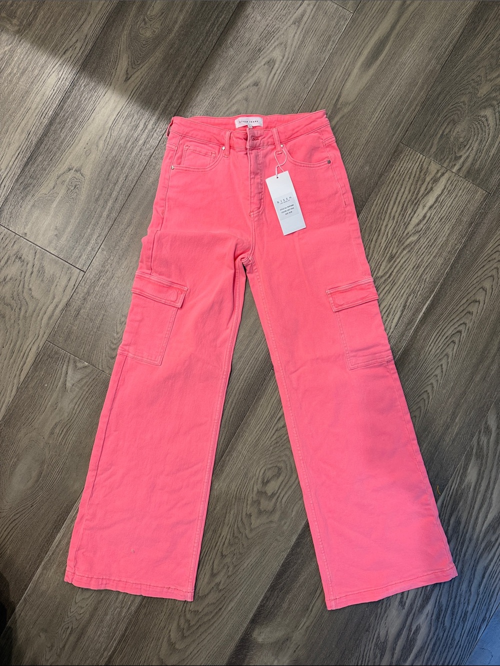 High-Rise Pink Wide-Leg Cargo Jeans by ASTR